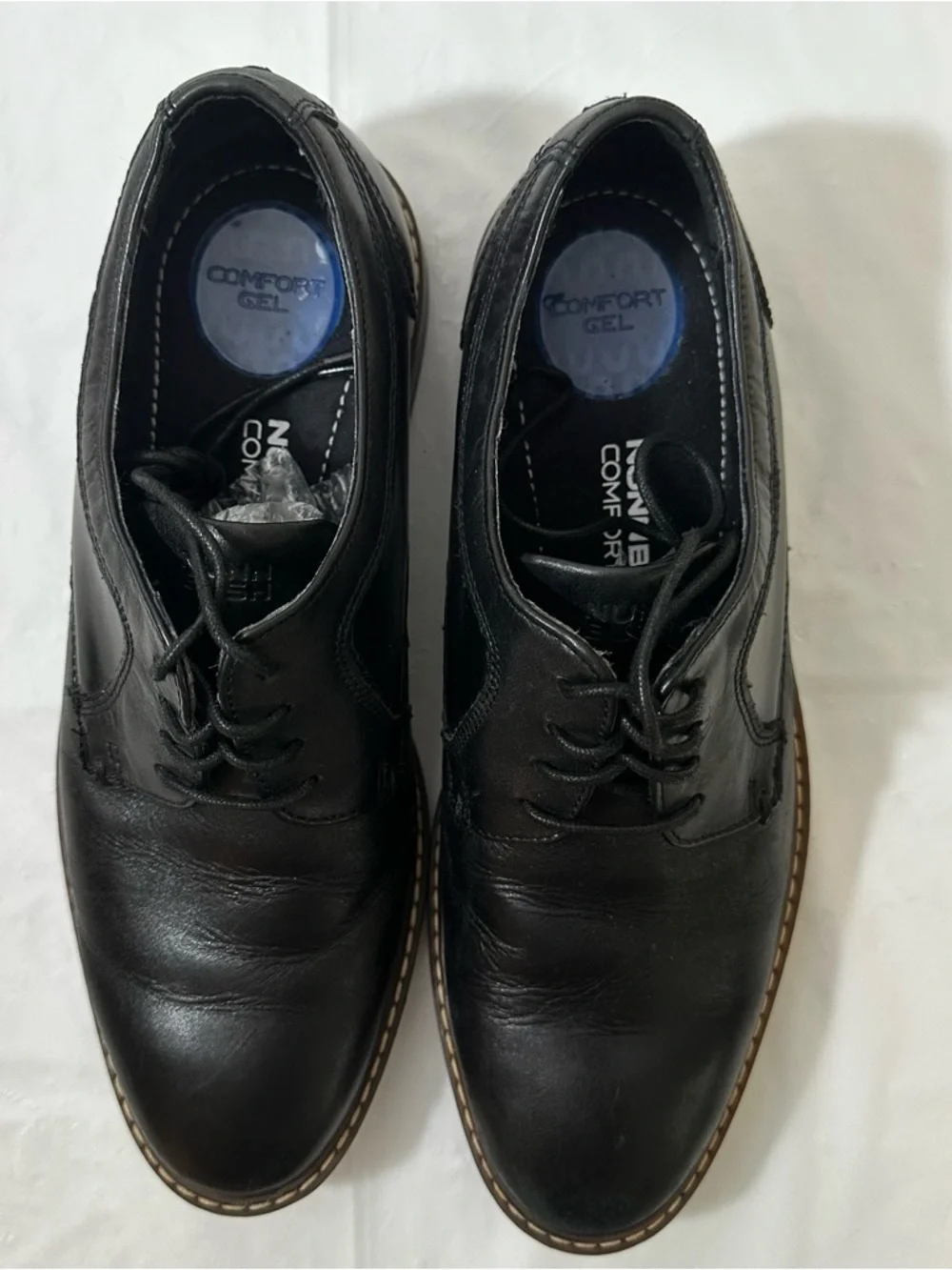 Nunn Bush Black Leather Derby Shoes with Contrasting‎ Brown Welt